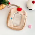 Porte-carte en peluche en forme de toast aux fraises avec fenêtre et cordon pratique - Pain Beige