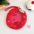 Sac de rangement fraise en peluche rouge avec broderie étoile et fenêtre transparente - Style Pomme Rouge