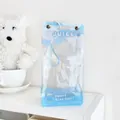 Sky blue translucent PVC juice box shaped doll storage bag with handle and lanyard - Large Blue Juice
