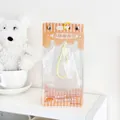 Orange striped PVC doll storage bag with bread pattern and yellow lanyard for figures - Large Yellow Bread