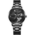 Detail of black men's watch featuring a hollow car wheel hub rim dial design - White