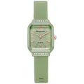 Dettaglio dell'orologio al quarzo verde chiaro con lancette oro rosa e diamanti - Verde