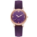 Detalle del reloj de cuarzo para mujer con esfera morada y caja en oro rosa - Púrpura