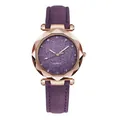Reloj de cuarzo para mujer con esfera de cielo estrellado púrpura y caja de oro rosa - Púrpura