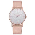 Elegante reloj de cuarzo con correa de malla en oro rosa y esfera plateada con cristales - Correa Oro Rosa Esfera Plateada