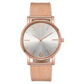 Orologio al quarzo da donna minimalista in oro rosa con quadrante soleil e cinturino - Cassa Oro Rosa Quadrante Bianco