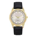 Orologio al quarzo da uomo con cassa dorata, quadrante bianco e cinturino in pelle nera - Cassa Dorata Quadrante Bianco Cinturino Nero