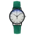 Dettaglio dell'orologio al quarzo con cinturino in pelle scamosciata verde e cassa nera - Quadrante Bianco Cinturino Verde