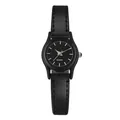 Reloj de cuarzo minimalista para mujer con correa de cuero negro y esfera negra mate - Esfera Negra para Mujer Correa Negra