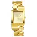 Klassiek goudkleurig vierkant kwarts horloge voor dames met artistieke geometrische band - Goud Kleur Jongen