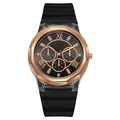 Reloj de mujer de silicona negra con pedrería y caja de resina transparente - Negro