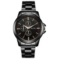 Montre chronographe en acier noir avec index en or rose et logo de la marque McyKcy - Cadran Noir Homme