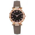 Elegante reloj de oro rosa con esfera negra de cielo estrellado y correa gris mate - Gris