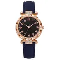 Orologio da donna con cassa in oro rosa, cinturino blu opaco e quadrante cielo stellato - Blu