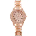 Luxury rose gold women's watch with full diamond settings and Roman numeral dial - Rose Gold