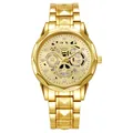 Orologio da uomo di lusso dorato con quadrante scheletrato e lancette luminose - Oro