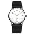 Reloj de cuarzo luminoso con esfera blanca, caja de metal negro y correa de malla de acero negro - Negro y Blanco