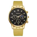 Detail of Geneva gold mesh strap men watch with black dial and Roman numerals - Black