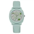 Reloj de cuarzo cuadrado de silicona verde menta para mujer con números en relieve - Azul claro