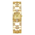 Elegant gold square quartz watch with diamond-encrusted geometric metal chain strap - Gold