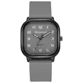 Détail de la montre à quartz carrée avec cadran gris texturé et bracelet en silicone - Gris