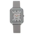 Square silver quartz watch with a textured grey silicone strap and minimalist dial - Gray