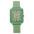 Mint green square quartz watch for women with silicone strap and black Arabic numerals - Emerald Green