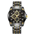 Reloj de hombre de cuarzo en negro y oro con correa de acero y calendario - Hombre Bicolor Caja Oro Esfera Negra