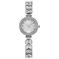 Silver mermaid style jewelry bracelet watch for women with sparkling crystal leaf links - One Size / Silver