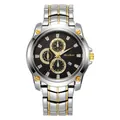 Reloj de negocios clásico bicolor en acero inoxidable plateado y dorado con esfera negra - Hombre Plata Oro Bicolor Esfera Negra