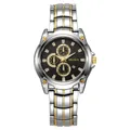 Reloj de hombre de acero inoxidable bicolor plata y oro con esfera negra clásica - Mujer Plata Oro Bicolor Esfera Negra