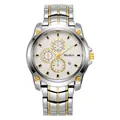 Reloj de cuarzo con correa de acero inoxidable plateada y dorada con tres subesferas - Hombre Plata Oro Bicolor Esfera Blanca