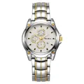 Reloj de cuarzo clásico plata y oro para hombre con esfera blanca y correa de metal - Mujer Plata Oro Bicolor Esfera Blanca