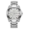 Reloj de cuarzo para hombre en plata con esfera de cronógrafo blanca y correa de acero - Hombre Correa Plata Esfera Blanca