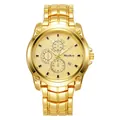Reloj de negocios clásico dorado con esfera de tres ojos y correa metálica - Hombre Dorado