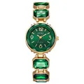 Orologio al quarzo dorato da donna con quadrante verde smeraldo e cinturino di cristalli - Smeraldo