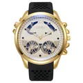 Detail of gold case watch with star-shaped hollow silicone strap and mechanical dial - Gold Case White Dial