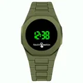 Olive green LED digital touch watch with durable resin strap and minimalist black dial - Green