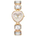 Détail de la montre en forme de cœur avec bracelet à maillons en cristal rectangle - Blanc