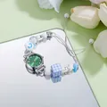 Beaded quartz watch with silver round case, green sunray dial and creative charm strap - Sunray Green