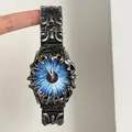 Montre à quartz punk gothique avec design de griffes gris foncé et cadran œil bleu - Bleu (Motif Œil)