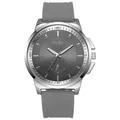 Detail of OUKI quartz watch with grey silicone strap and textured grey dial in silver case - One Size / Gray