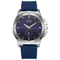 Close-up of OUKI men's sport quartz watch featuring a sunray blue dial and silicone strap - One Size / Sapphire Blue