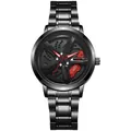 Montre sport pour hommes avec jante rotative et étriers de frein rouges - Rouge
