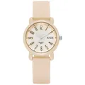 Detail of cream silicone watch strap with anti-slip texture and quartz dial - Beige