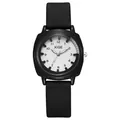 Minimalist XIGE black silicone watch with white dial for men and women students - Black