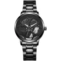 Macro shot of car wheel rim watch dial with rotating hub design and luminous hands - White