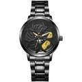 Detailed macro view of the 3D rotating car wheel rim dial with yellow brake caliper - Yellow