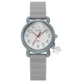 Close-up of gray quartz watch for students with star pendant and clear numeric dial - Gray