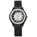 Orologio al quarzo XIGE con cinturino in silicone nero e cifre 3D su quadrante bianco - Quadrante Bianco Cinturino Nero